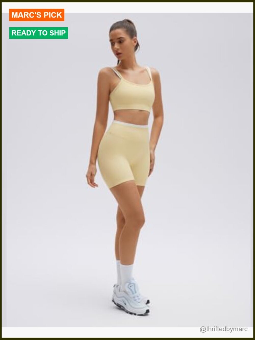 2-Piece Workout Set with Padded Camisole and High-Waist Bike Shorts - Picture 2 of 7